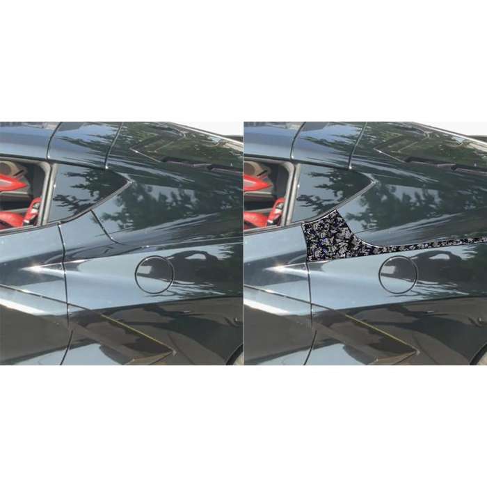 4pcs/Set Forged Gold Foil Carbon Fiber Car Rear Sides Decorative Sticker for Chevrolet Corvette C...