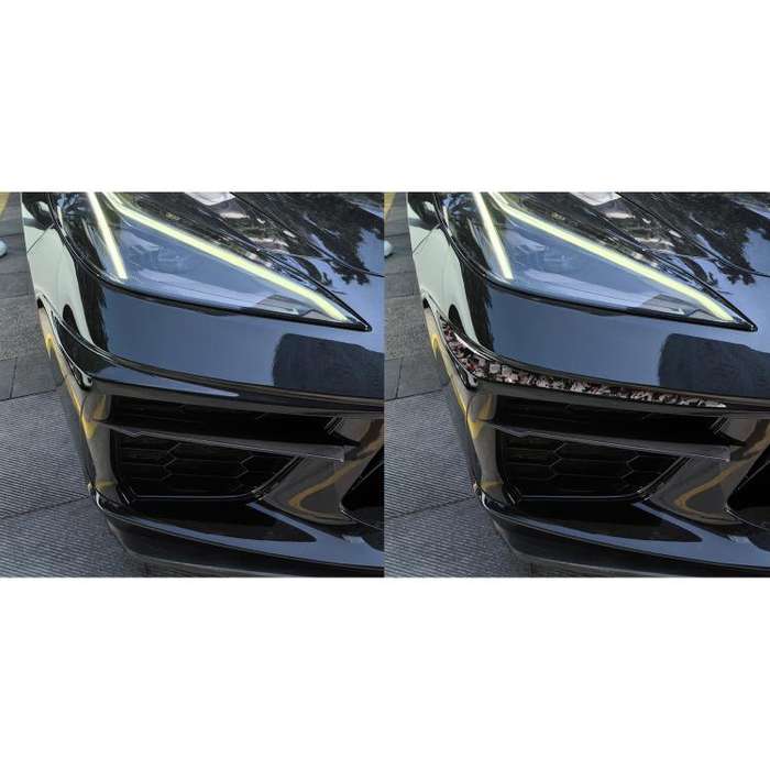 2pcs/Set Forged Gold Foil Carbon Fiber Car Bumper Corner Decorative Sticker for Chevrolet Corvett...