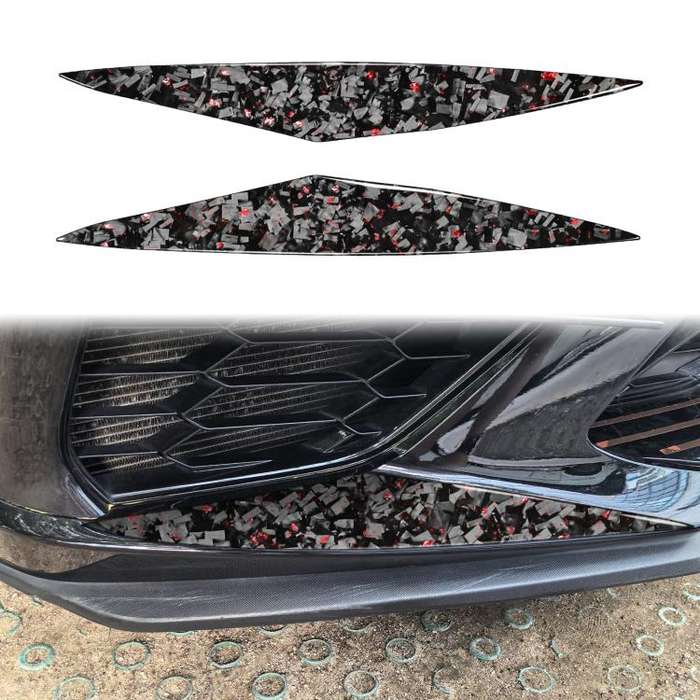 2pcs/Set Forged Gold Foil Carbon Fiber Car Front Bumper Sides Decorative Sticker for Chevrolet Co...