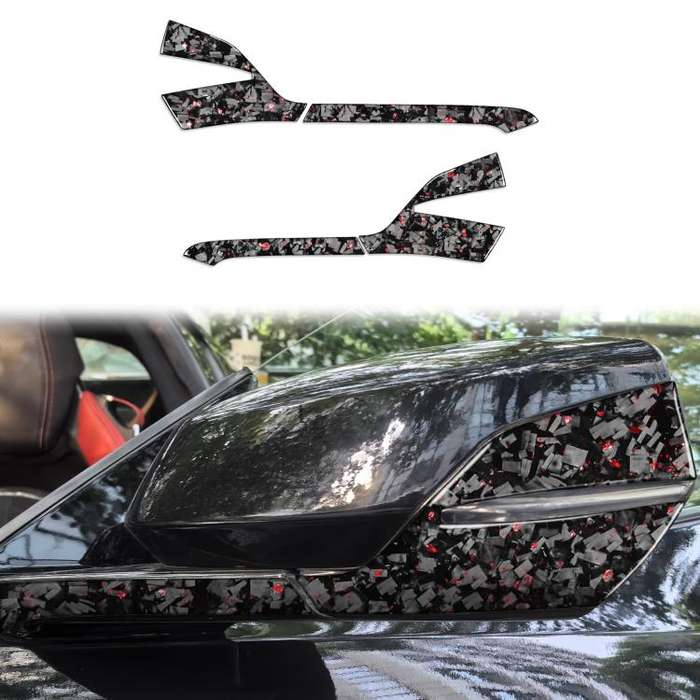 4pcs/Set Forged Gold Foil Carbon Fiber Car Rearview Mirror Decorative Sticker for Chevrolet Corve...