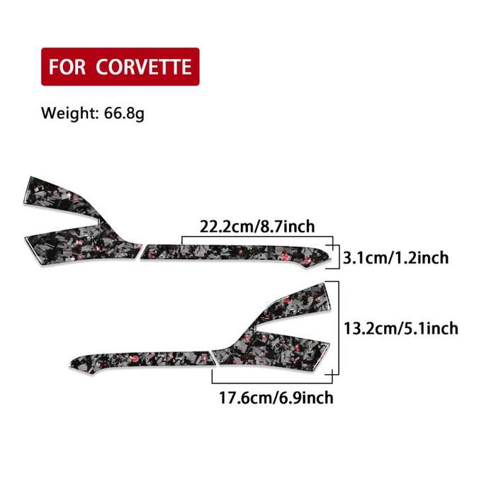 4pcs/Set Forged Gold Foil Carbon Fiber Car Rearview Mirror Decorative Sticker for Chevrolet Corve...