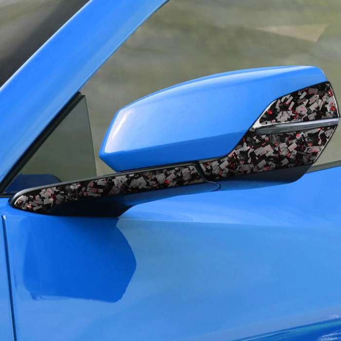 4pcs/Set Forged Gold Foil Carbon Fiber Car Rearview Mirror Decorative Sticker for Chevrolet Corve...