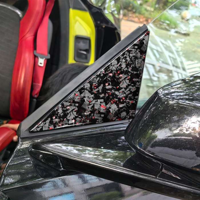 4pcs/Set Forged Gold Foil Carbon Fiber Car Outside A-pillar Decorative Sticker for Chevrolet Corv...
