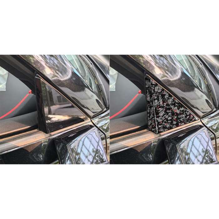 4pcs/Set Forged Gold Foil Carbon Fiber Car Outside A-pillar Decorative Sticker for Chevrolet Corv...