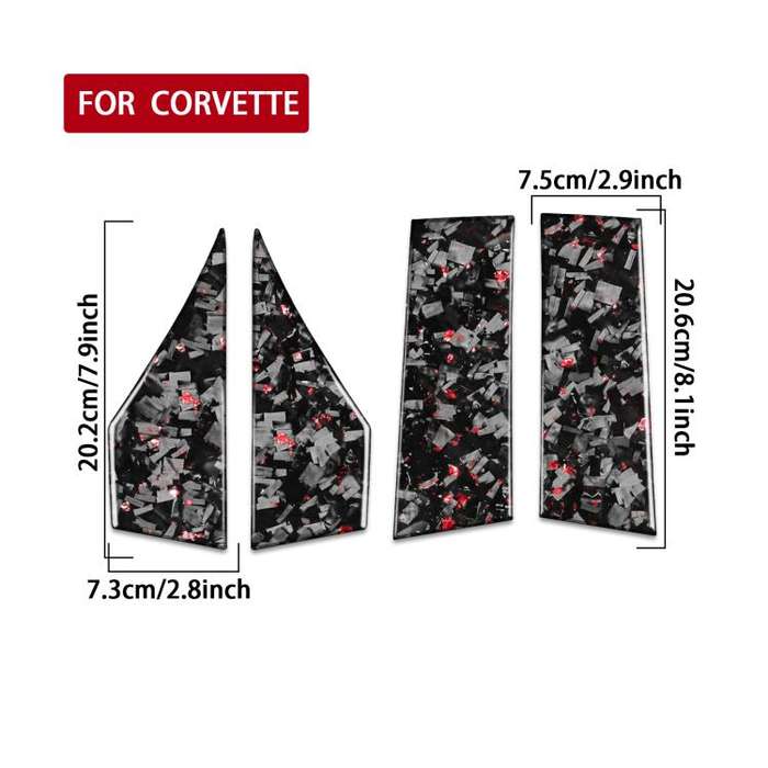 4pcs/Set Forged Gold Foil Carbon Fiber Car Roof Sides Decorative Sticker for Chevrolet Corvette C...