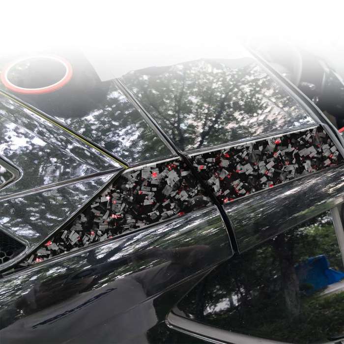 4pcs/Set Forged Gold Foil Carbon Fiber Car Roof Sides Decorative Sticker for Chevrolet Corvette C...