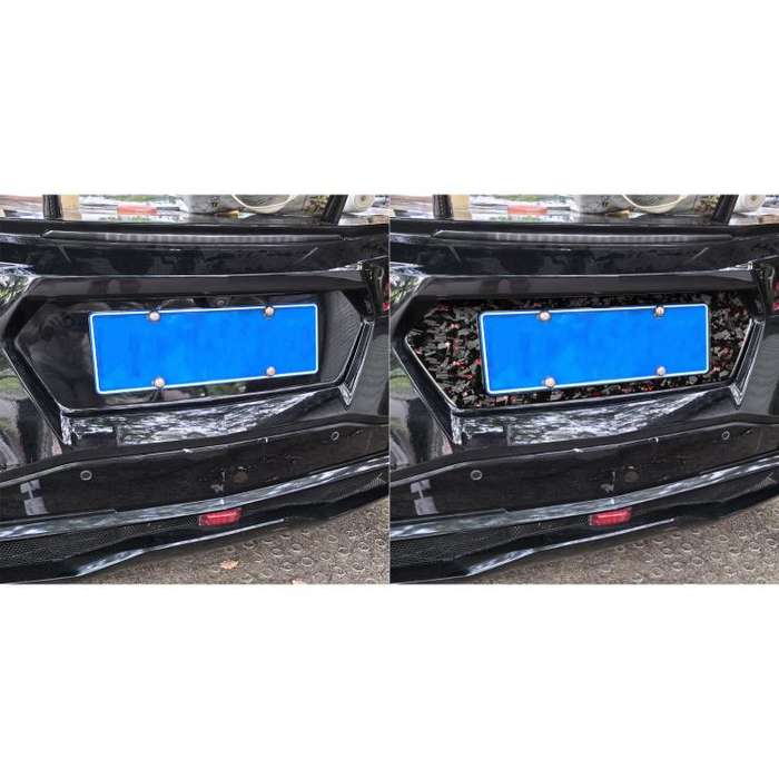 Forged Gold Foil Carbon Fiber Car Rear License Plate Frame Decorative Sticker for Chevrolet Corve...