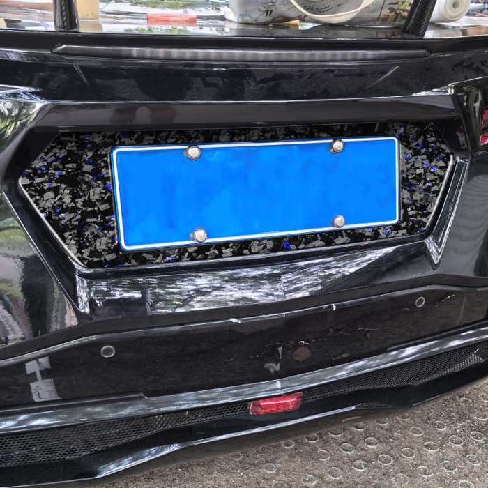 Forged Gold Foil Carbon Fiber Car Rear License Plate Frame Decorative Sticker for Chevrolet Corve...