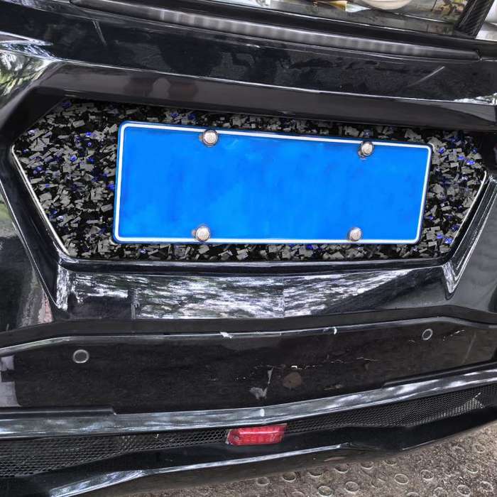 Forged Gold Foil Carbon Fiber Car Rear License Plate Frame Decorative Sticker for Chevrolet Corve...