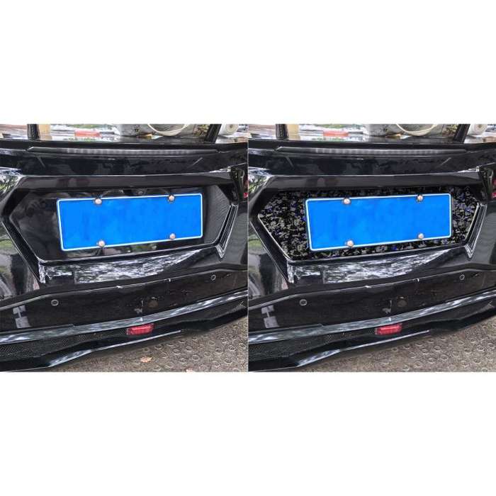 Forged Gold Foil Carbon Fiber Car Rear License Plate Frame Decorative Sticker for Chevrolet Corve...