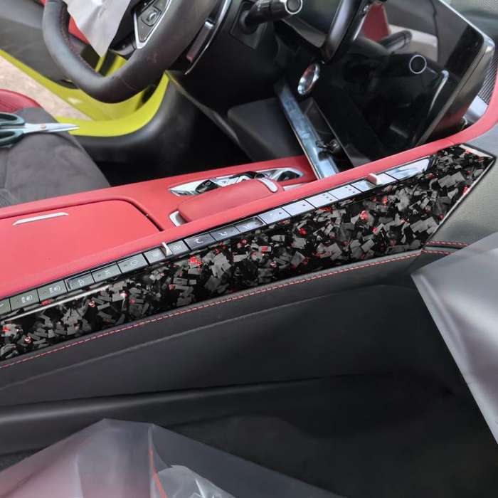 2pcs/Set Forged Gold Foil Carbon Fiber Car Center Console Side Decorative Sticker for Chevrolet C...