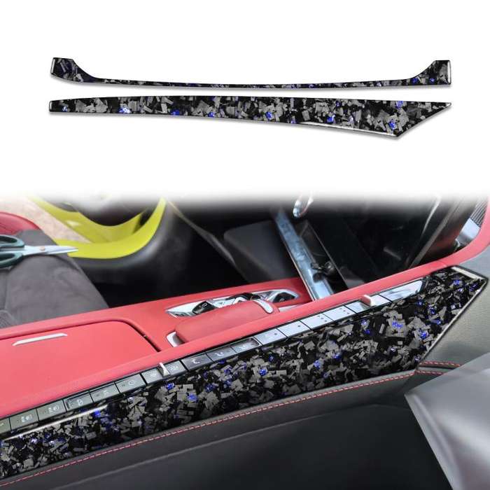 2pcs/Set Forged Gold Foil Carbon Fiber Car Center Console Side Decorative Sticker for Chevrolet C...