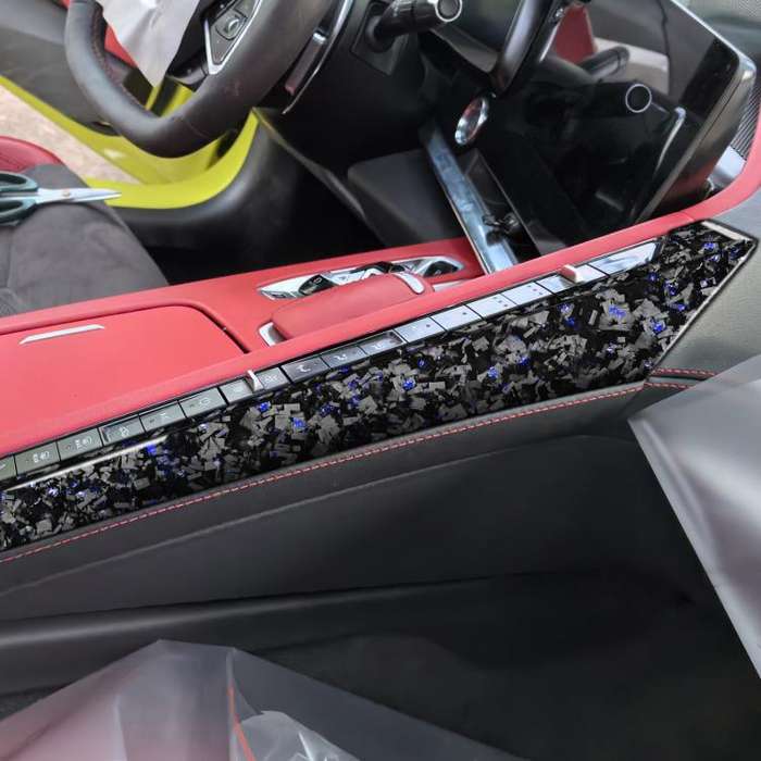 2pcs/Set Forged Gold Foil Carbon Fiber Car Center Console Side Decorative Sticker for Chevrolet C...
