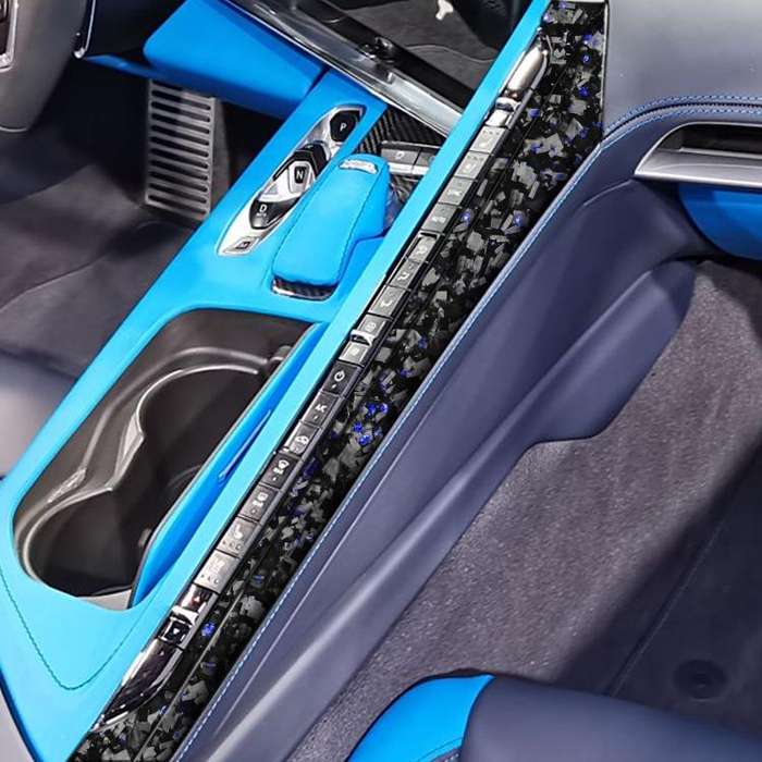 2pcs/Set Forged Gold Foil Carbon Fiber Car Center Console Side Decorative Sticker for Chevrolet C...