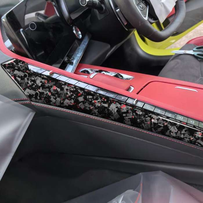 2pcs/Set Forged Gold Foil Carbon Fiber Car Center Console Side Decorative Sticker for Chevrolet C...