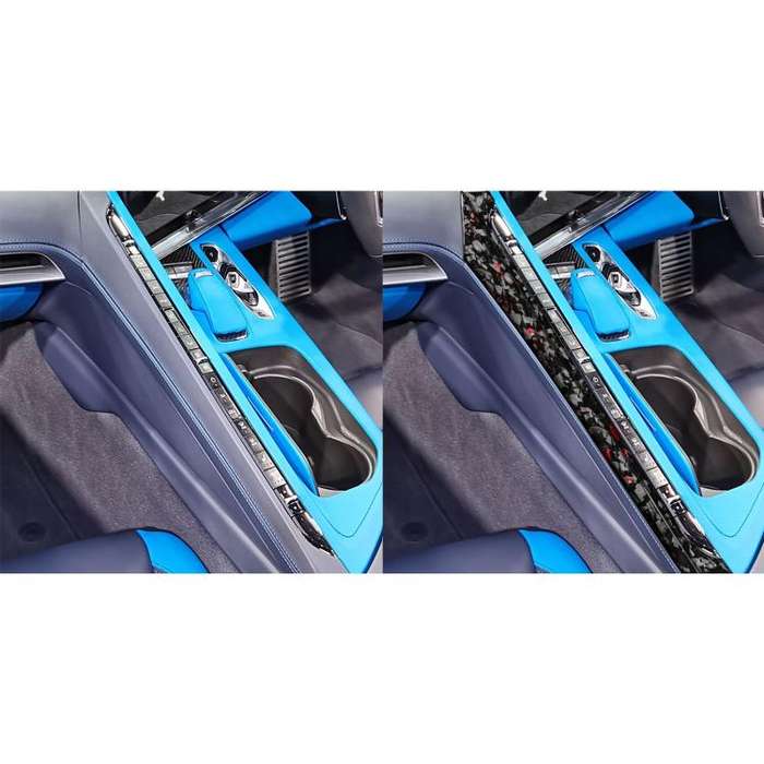 2pcs/Set Forged Gold Foil Carbon Fiber Car Center Console Side Decorative Sticker for Chevrolet C...