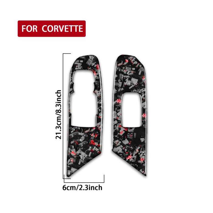 2pcs/Set Forged Gold Foil Carbon Fiber Car Window Lift Decorative Sticker for Chevrolet Corvette ...