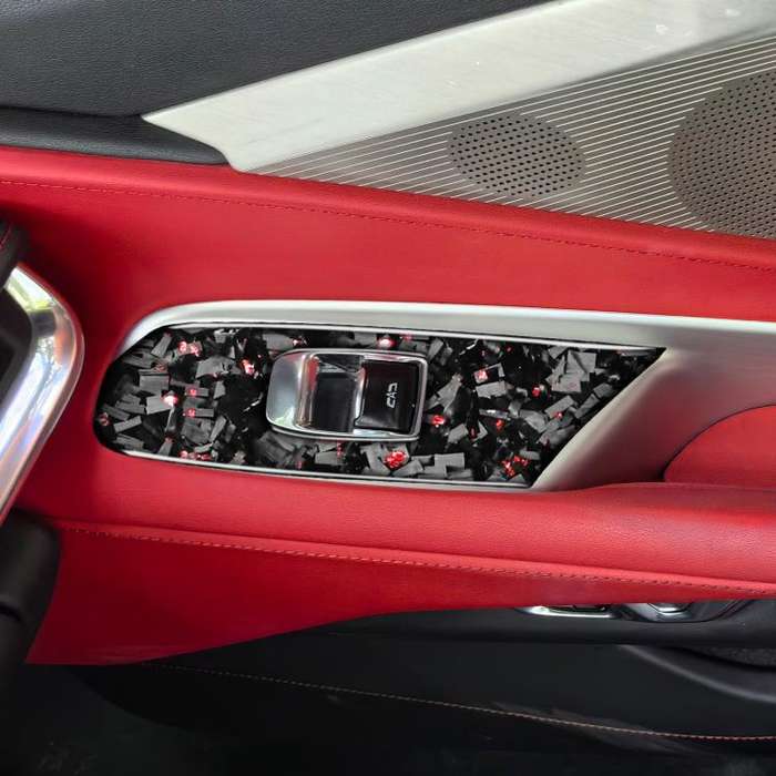 2pcs/Set Forged Gold Foil Carbon Fiber Car Window Lift Decorative Sticker for Chevrolet Corvette ...