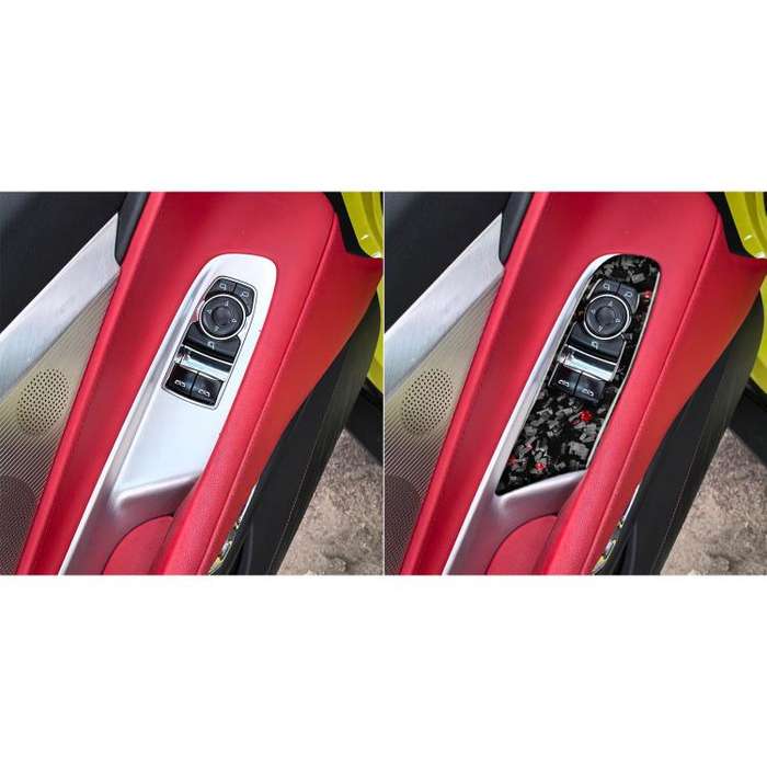 2pcs/Set Forged Gold Foil Carbon Fiber Car Window Lift Decorative Sticker for Chevrolet Corvette ...
