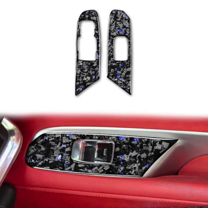 2pcs/Set Forged Gold Foil Carbon Fiber Car Window Lift Decorative Sticker for Chevrolet Corvette ...