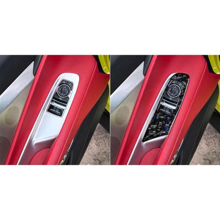2pcs/Set Forged Gold Foil Carbon Fiber Car Window Lift Decorative Sticker for Chevrolet Corvette ...
