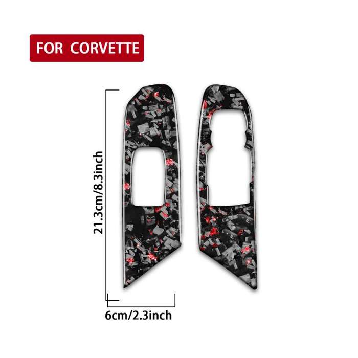 2pcs/Set Forged Gold Foil Carbon Fiber Car Window Lift Decorative Sticker for Chevrolet Corvette ...