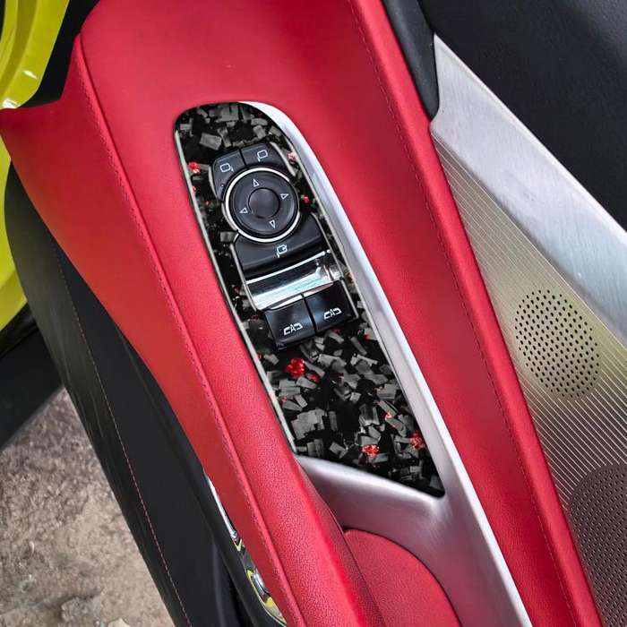 2pcs/Set Forged Gold Foil Carbon Fiber Car Window Lift Decorative Sticker for Chevrolet Corvette ...