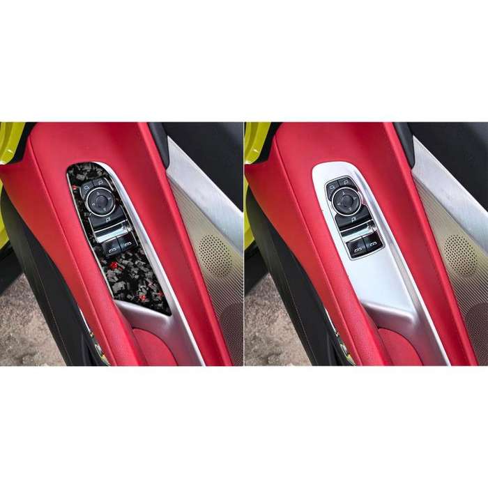 2pcs/Set Forged Gold Foil Carbon Fiber Car Window Lift Decorative Sticker for Chevrolet Corvette ...