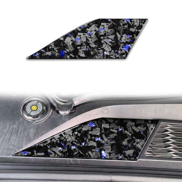 Forged Gold Foil Carbon Fiber Car Front Storage Vents Decorative Sticker for Chevrolet Corvette C...
