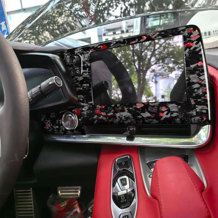 Forged Gold Foil Carbon Fiber Car Central Control Screen Frame Decorative Sticker for Chevrolet C...
