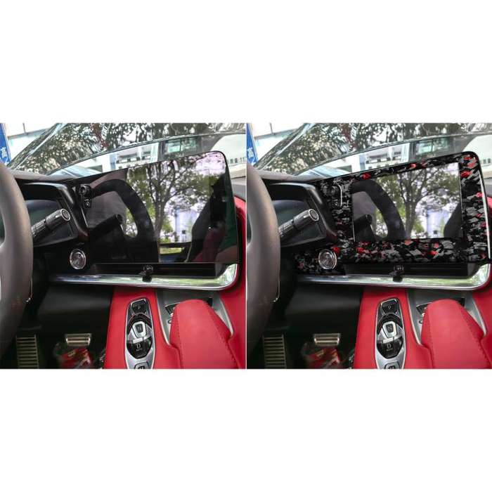 Forged Gold Foil Carbon Fiber Car Central Control Screen Frame Decorative Sticker for Chevrolet C...
