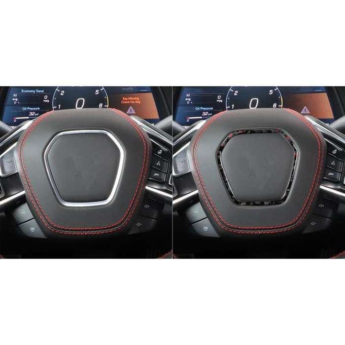 Forged Gold Foil Carbon Fiber Car Steering Wheel Frame Decorative Sticker for Chevrolet Corvette ...