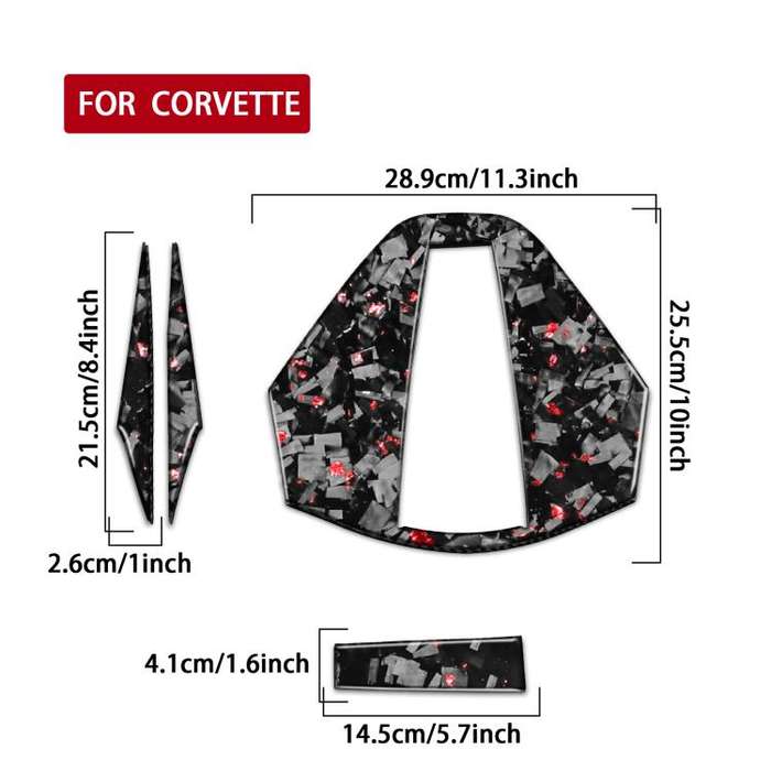 4pcs/Set Forged Gold Foil Carbon Fiber Car Rear Roof Camera Decorative Sticker for Chevrolet Corv...