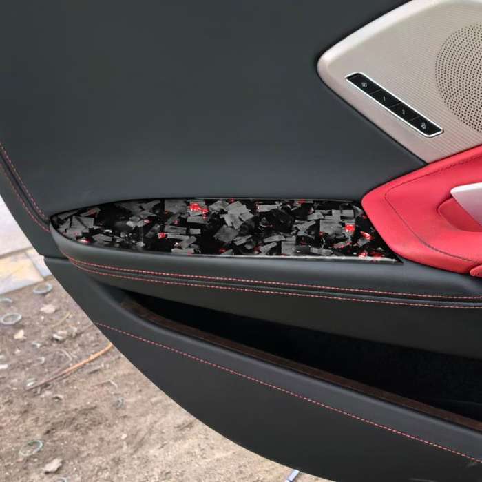 2pcs/Set Forged Gold Foil Carbon Fiber Car Inside Armrest Panel Decorative Sticker for Chevrolet ...