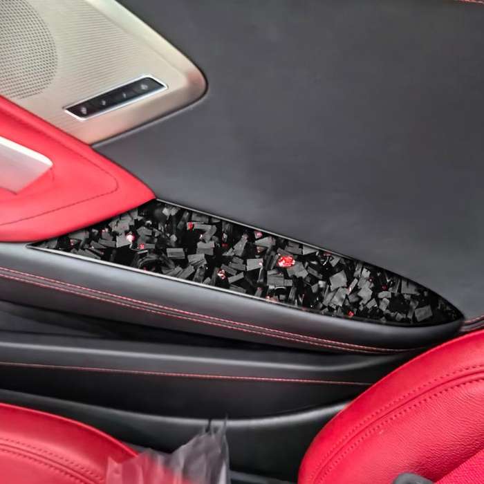 2pcs/Set Forged Gold Foil Carbon Fiber Car Inside Armrest Panel Decorative Sticker for Chevrolet ...