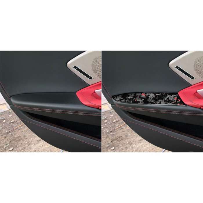 2pcs/Set Forged Gold Foil Carbon Fiber Car Inside Armrest Panel Decorative Sticker for Chevrolet ...