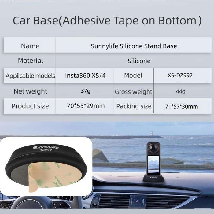 For Insta360 X5 / X4 Sunnylife Silicone Stand Base Car Base(Black)