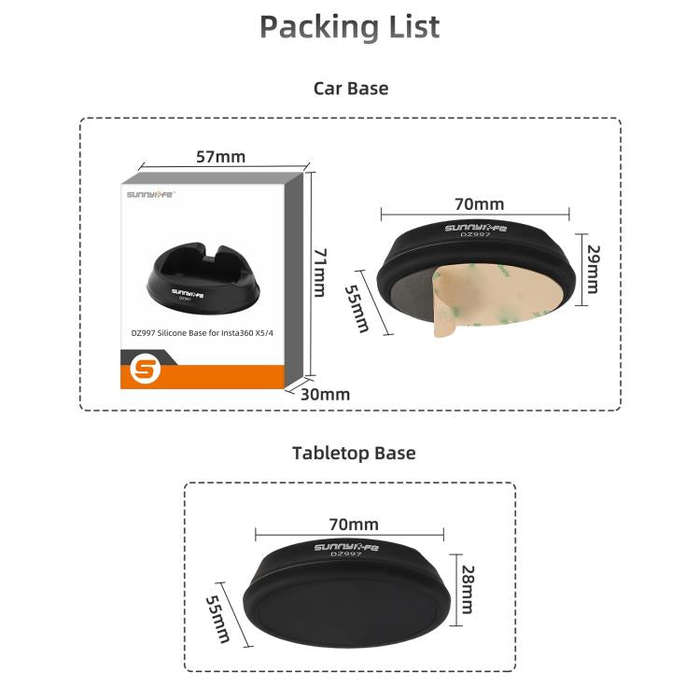 For Insta360 X5 / X4 Sunnylife Silicone Stand Base Car Base(Black)