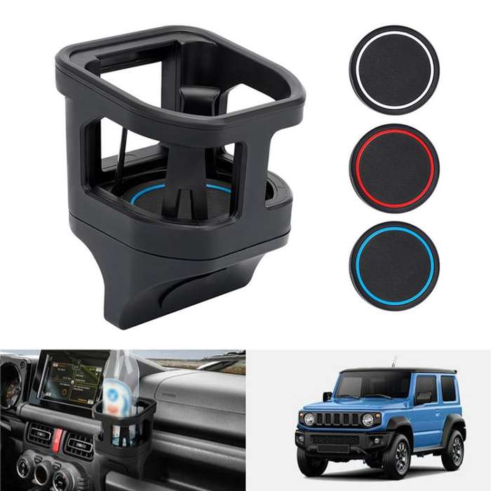 For Suzuki Jimny JB74 / JB64 2018- Car Air Outlet Water Cup Holder, with 3pcs Anti-slip Mats(Black)