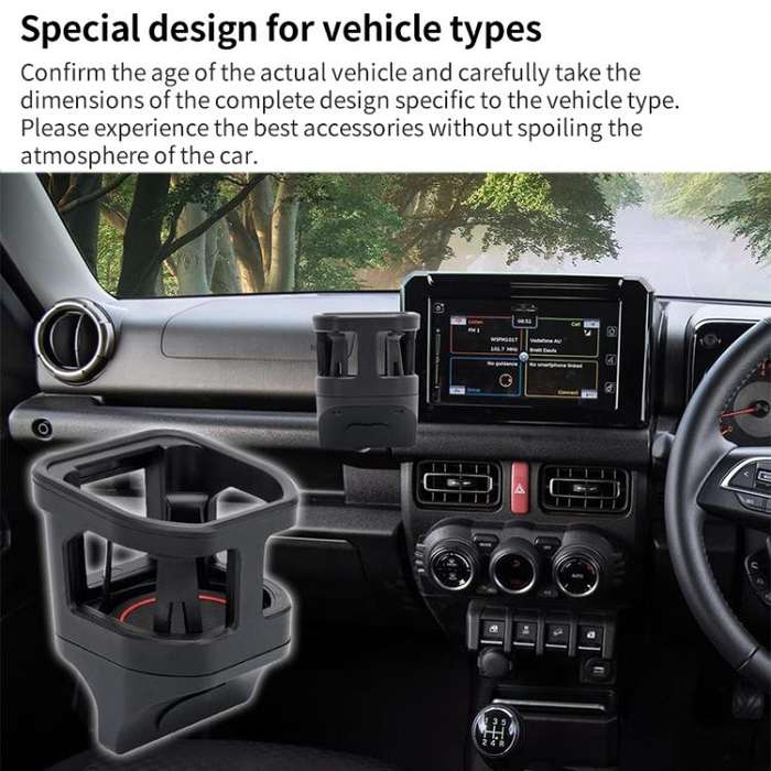 For Suzuki Jimny JB74 / JB64 2018- Car Air Outlet Water Cup Holder, with 3pcs Anti-slip Mats(Black)