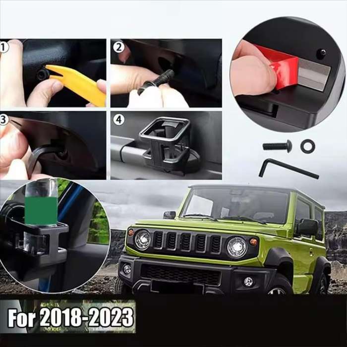 For Suzuki Jimny JB74 / JB64 2018- Car Air Outlet Water Cup Holder, with 3pcs Anti-slip Mats(Black)