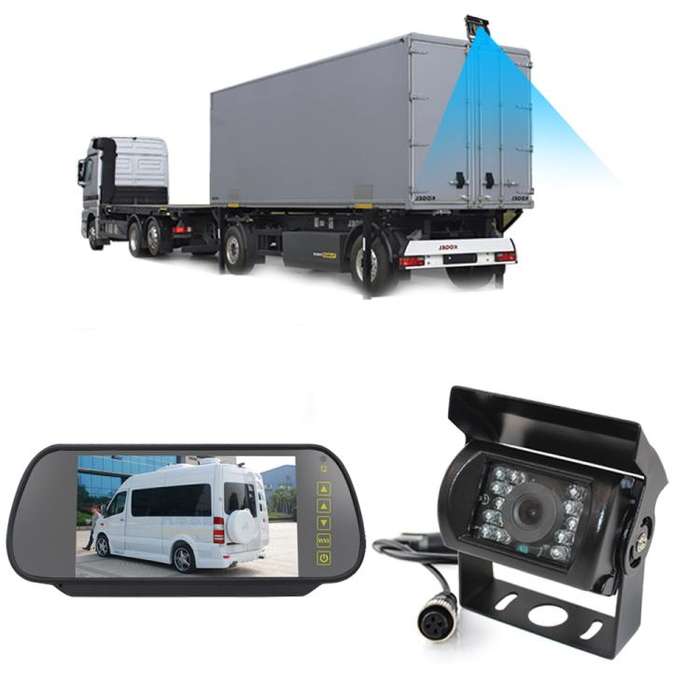 7 inch IPS HD Screen AHD Touch Button Car Reversing Rearview Camera Monitor Kit(Black)