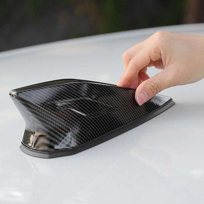 Car Shark Fin Radio Aerials Antenna, with Signal Reception(Carbon Fiber Black Red)