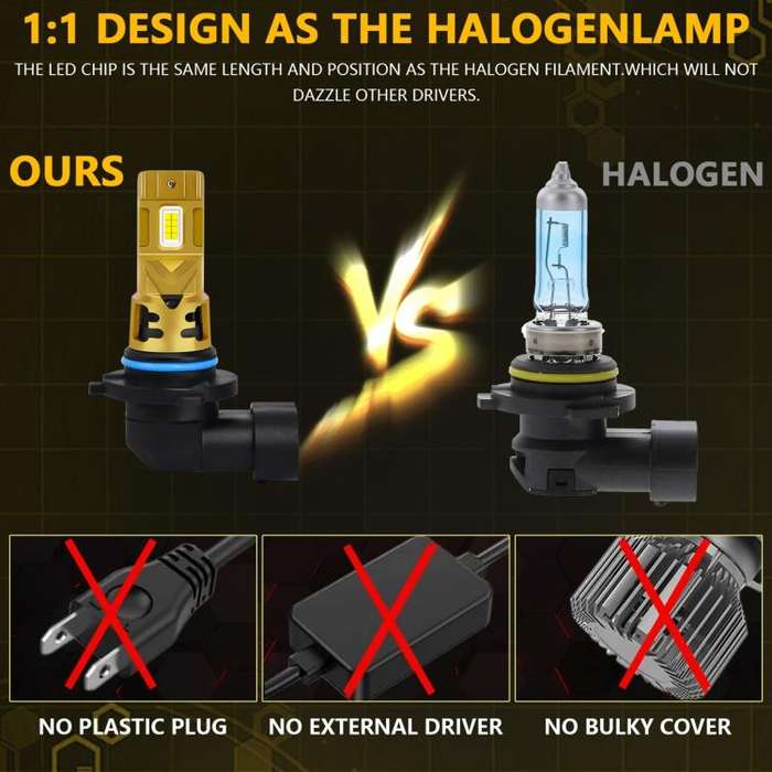 9006 2pcs/Pack 35W 3000LM 6500K IP68 Waterproof Car LED Headlight Bulb(Gold)
