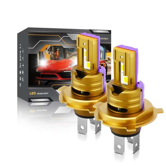 H4 2pcs/Pack 35W 3000LM 6500K IP68 Waterproof Car LED Headlight Bulb(Gold)