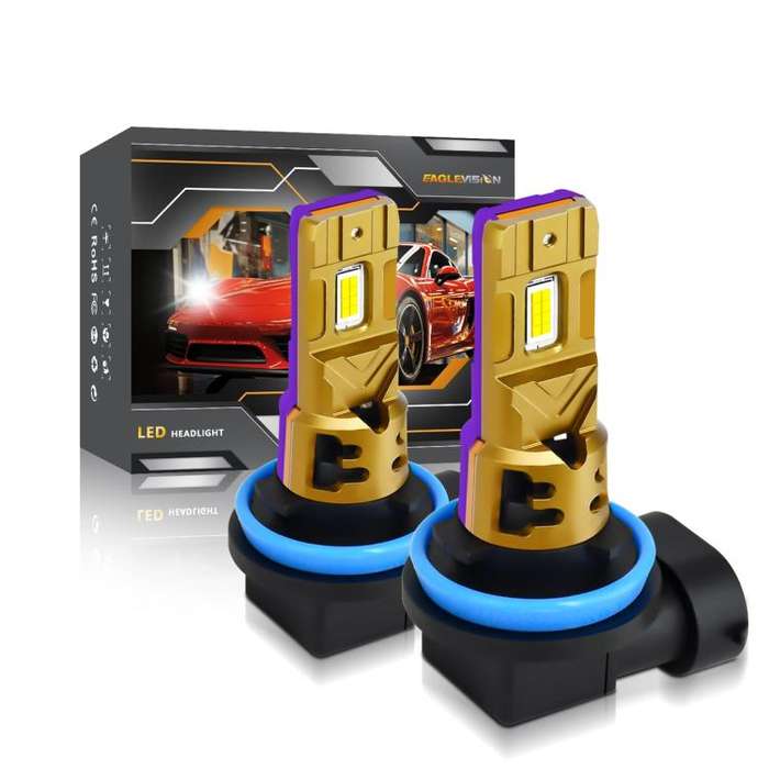 H11 2pcs/Pack 35W 3000LM 6500K IP68 Waterproof Car LED Headlight Bulb(Gold)