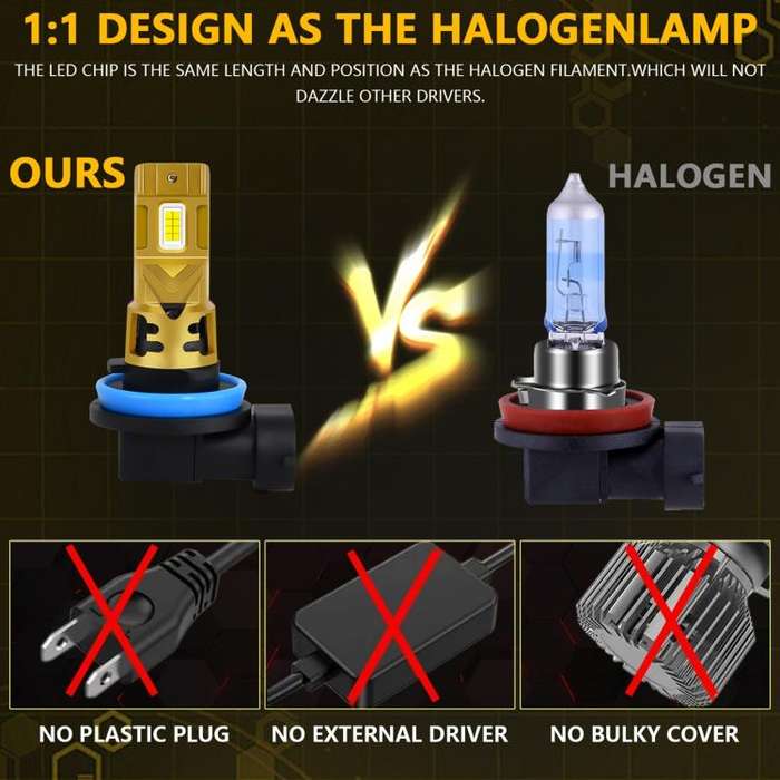 H11 2pcs/Pack 35W 3000LM 6500K IP68 Waterproof Car LED Headlight Bulb(Gold)