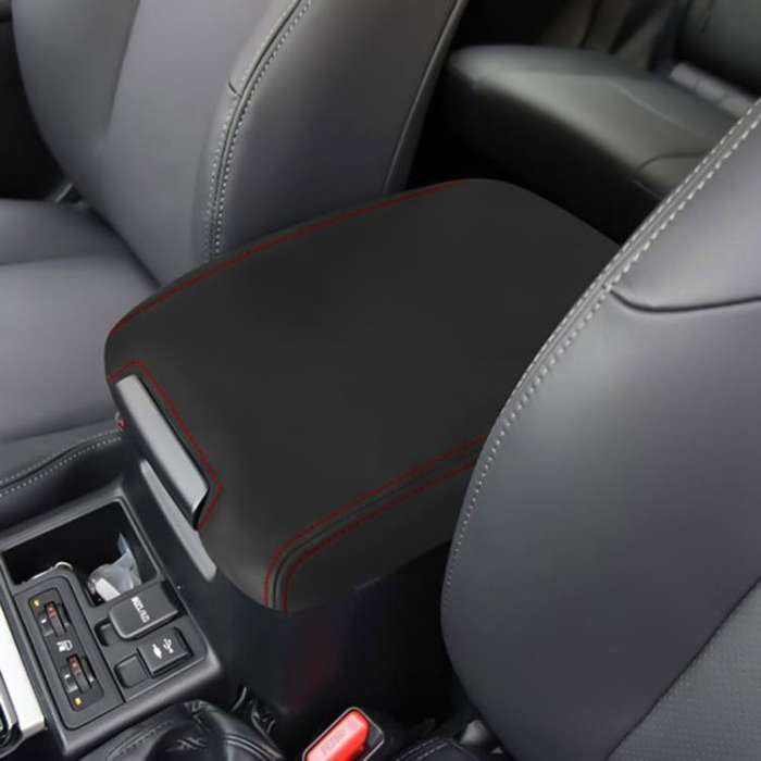 Car Central Armrest Box Protective Leather Cover for Toyota Prado 2010-2019(Black Red)
