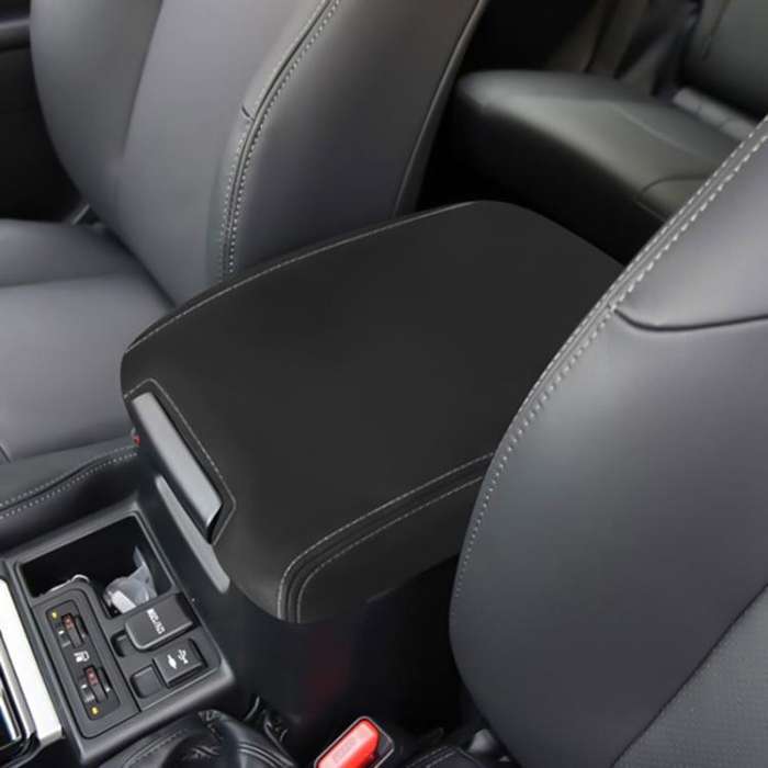 Car Central Armrest Box Protective Leather Cover for Toyota Prado 2010-2019(Black Grey)