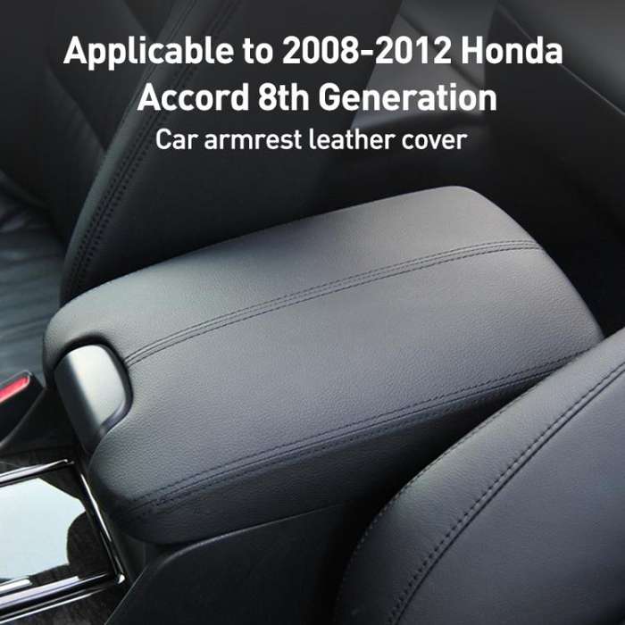 Car Central Armrest Box Protective Leather Cover for Honda Accord 8th Generation(Black)